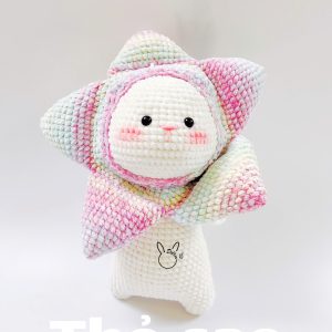 [Có sẵn] Thỏ sao handmade len nhung chenille - Tiệm Len Dolly (quà cho bé, thú len, quà sinh nhật, quà tặng,.)